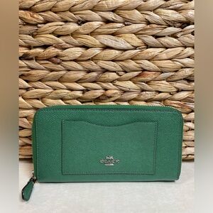 Coach Green Zip-Around Wallet